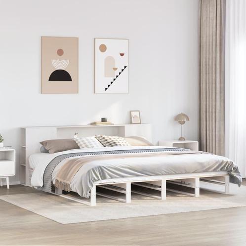 vidaXL Bed met boekenkast zonder matras massief hout wit, Huis en Inrichting, Slaapkamer | Bedden, Nieuw, Verzenden
