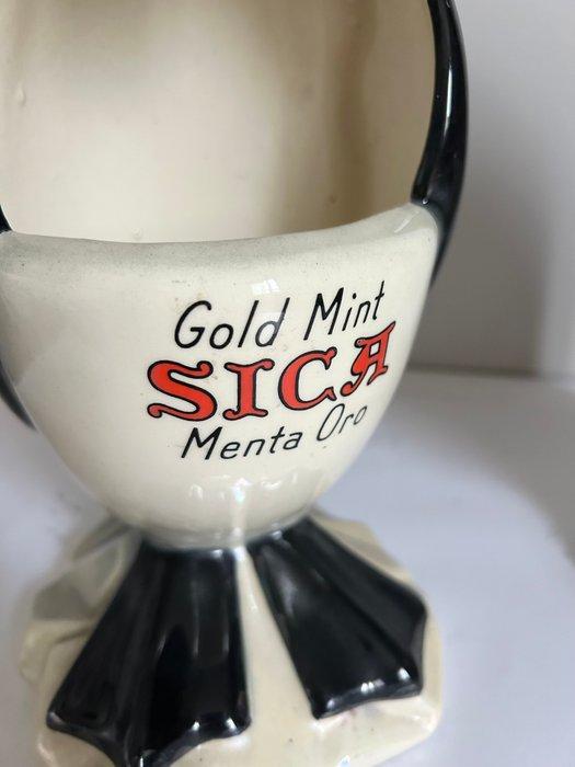 Beeldje, Coppia pinguini pubblicitari “Sica Gold mint menta, Antiek en Kunst, Antiek | Wandborden en Tegels