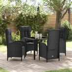 vidaXL 5-delige Tuin Eetset Zwart Poly Riet, Verzenden, Nieuw