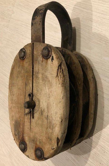 Maritieme objecten - Hout, IJzer- CARRUCOLA NAUTICA ANTIEK, Antiek en Kunst, Curiosa en Brocante