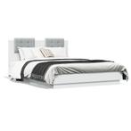 vidaXL Bedframe met hoofdeinde en LED-verlichting wit, Nieuw, Verzenden