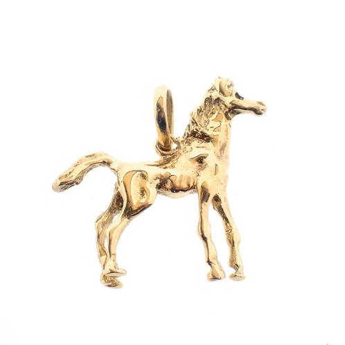 Gouden hanger van een paard (paard hanger, gouden paard), Handtassen en Accessoires, Bedels, Gebruikt, Overige merken, Goud, Ophalen of Verzenden