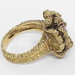 Ring - 18 karaat Geel goud - 0.16ct. tw. Robijn, Handtassen en Accessoires, Ringen, Nieuw