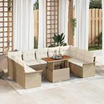vidaXL 10-delige tuinset met kussens in beige poly rattan en, Tuin en Terras, Verzenden, Nieuw
