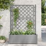 vidaXL Plantenbak met latwerk 100x43x142 cm PP-steen grijs, Tuin en Terras, Bloempotten, Verzenden, Nieuw