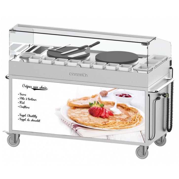 Crêpe-Trolley | RVS | 2 Bakplaten (Ø400mm) | 5.4kW |, Zakelijke goederen, Horeca | Keukenapparatuur, Nieuw in verpakking, Verzenden