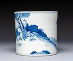 Un Visser chinois bleu et blanc - Porcelaine - Chine -, Antiek en Kunst