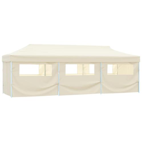 vidaXL Vouwtent pop-up met 8 zijwanden 870x291x315 cm crème, Tuin en Terras, Partytenten, Nieuw, Verzenden