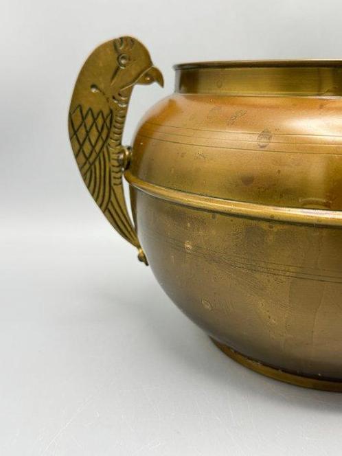 Zeldzaam koperen bloembak met papegaai handvatten - Bloempot, Antiek en Kunst, Kunst | Designobjecten