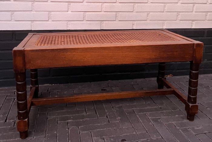 Bank (2) - Bijzettafel/kruk met webbing zeer oud - Eik -, Antiek en Kunst, Curiosa en Brocante
