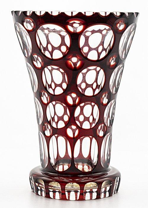 Meyrs Neffe Art Deco Burgundy Faceted Crystal Glass Vase, Antiek en Kunst, Antiek | Glaswerk en Kristal
