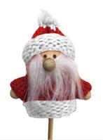 Kerstman bijsteker santa claus 6,5cm op 10cm stok rood/wit, Nieuw