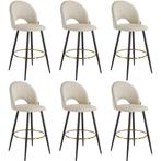 tectake Barkruk Sachel met rugleuning, fluweellook - crème/z, Huis en Inrichting, Barkrukken, Verzenden, Nieuw