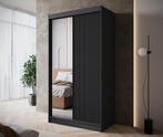 Kledingkast 120cm zwart Schuifdeuren - Met spiegel, Huis en Inrichting, Kasten | Overige, Verzenden, Nieuw