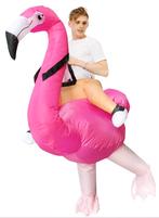 KIMU® Opblaas Kostuum Rijdend op Flamingo Opblaasbaar Pak Fl, Ophalen of Verzenden