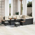 vidaXL 12-delige Ligzetel Set met Kussens Zwart Poly Rattan, Tuin en Terras, Verzenden, Nieuw