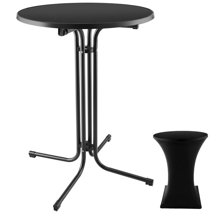 tectake Statafel Eren inklapbaar met hoes 90x110cm - zwart, Tuin en Terras, Overige Tuin en Terras, Verzenden