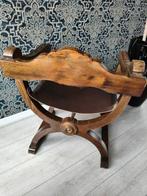 Fauteuil - Eik - Neo-gotisch Curule Chair, Antiek en Kunst