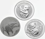 Australië. 1 Dollar 2020/2022 Koala, 3x1 Oz (.999), Postzegels en Munten