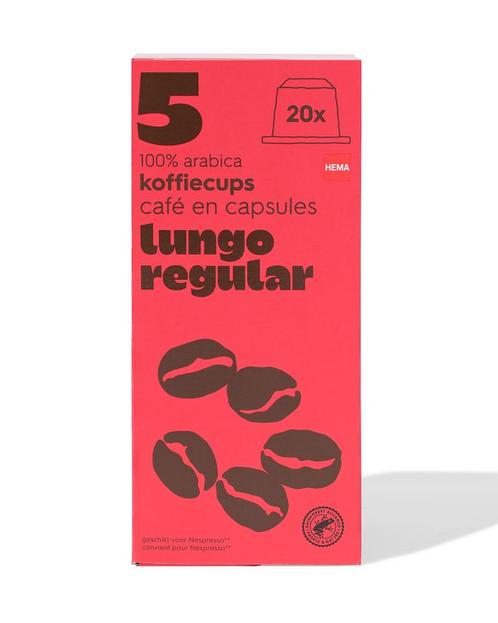 HEMA Koffiecups Lungo Regular - 20 Stuks, Elektronische apparatuur, Koffiemachine-accessoires, Ophalen of Verzenden