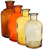 Glas Vaas Fles Riga Bruintinten 12×7 cm Set van 4, Nieuw