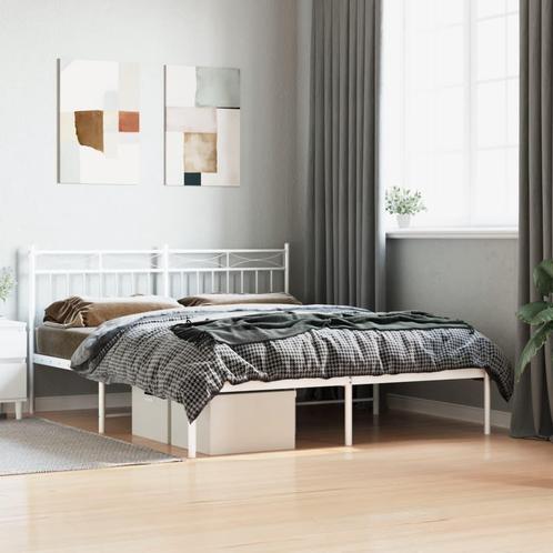 vidaXL Cadre de lit métal avec tête de lit blanc 160x200, Huis en Inrichting, Slaapkamer | Bedden, Verzenden