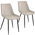 tectake Set stoelen Monroe fluweellook - crème, Set van 2, Huis en Inrichting, Stoelen, Verzenden, Nieuw