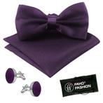 Fako Fashion® - Vlinderstrik, Pochette & Manchetknopen -