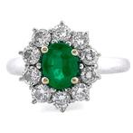 Ring - 18 karaat Witgoud Smaragd - Diamant, Handtassen en Accessoires, Ringen, Nieuw