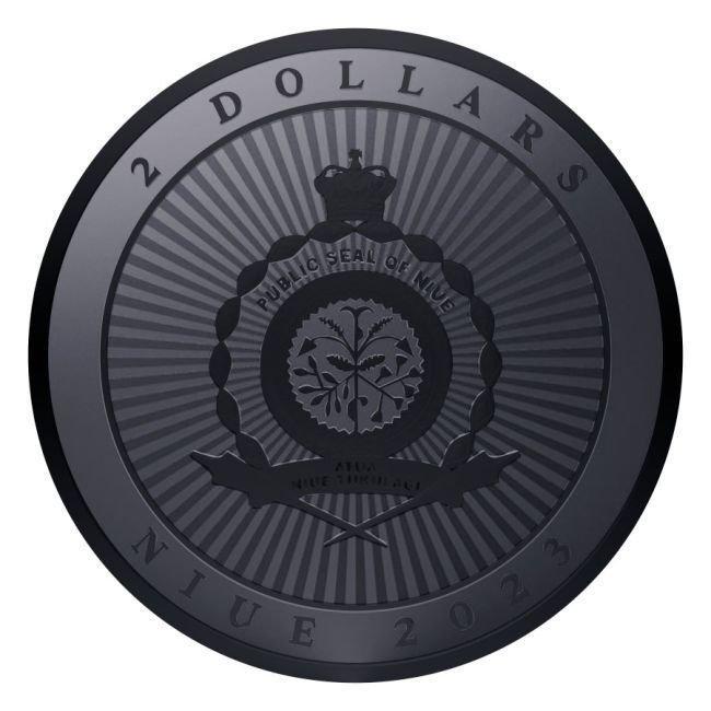 Niue. 2 Dollars 2023 1 oz, Hibernia Black Platinum Black, Postzegels en Munten, Edelmetalen en Baren