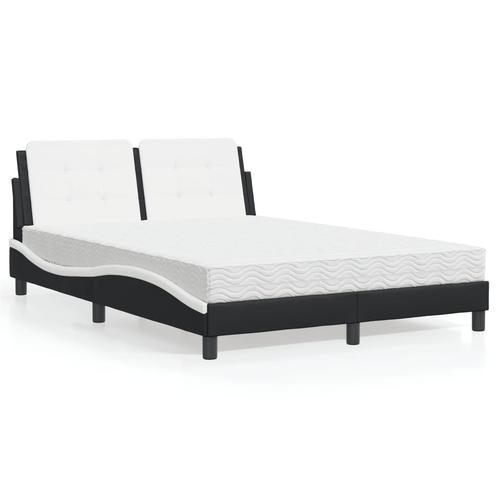 vidaXL Bed met matras kunstleer zwart en wit 140x200 cm, Maison & Meubles, Chambre à coucher | Lits, Envoi