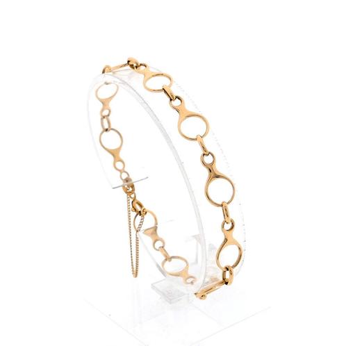18 Krt. gouden fantasie schakel armband | 19 cm, Handtassen en Accessoires, Armbanden, Overige kleuren, Gebruikt, Goud, Ophalen of Verzenden