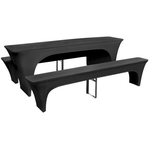 vidaXL Hoes voor biertafel/banken 3-delig antraciet, Tuin en Terras, Tuinmeubel-accessoires, Nieuw, Verzenden
