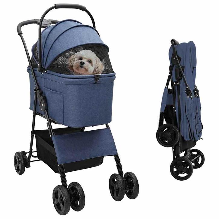 vidaXL Opvouwbare Huisdier Kinderwagen Blauw 81 x 47 x 99 cm, Dieren en Toebehoren, Overige Dieren-accessoires, Nieuw, Verzenden