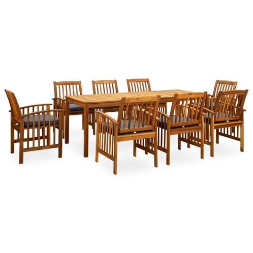vidaXL 9-delige Tuinset met kussens massief acaciahout, Tuin en Terras, Tuinsets en Loungesets, Tuinset, Nieuw, Verzenden