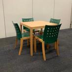 Complete set tafel + 4 stuks stoelen, beuken - groen, Gebruikt, Bureau