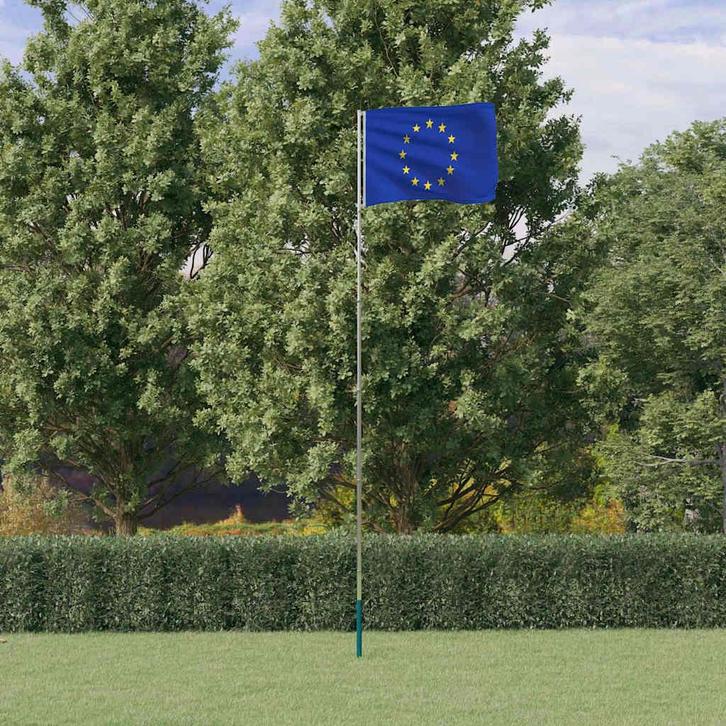 vidaXL Vlag met vlaggenmast Europa 5,5 m aluminium, Diversen, Vlaggen en Wimpels, Nieuw, Verzenden