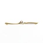 Gouden broche met diamanten | 0,08 ct. (smalle broche), Handtassen en Accessoires, Broches, Gebruikt, Overige kleuren, Ophalen of Verzenden