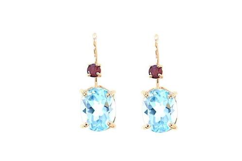 Boucles doreilles - 9 carats Or rose -  4.40ct. tw. Topaze, Handtassen en Accessoires, Oorbellen
