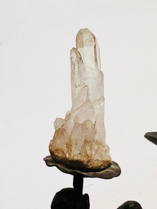 Figuur - Carved Dwarf Candlestick with Quartz Crystal and, Antiquités & Art, Curiosités & Brocante