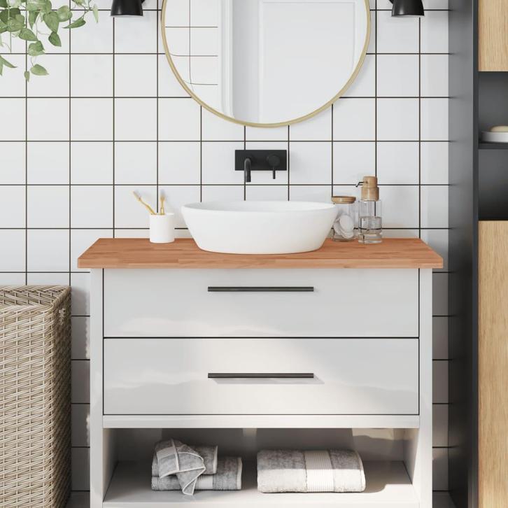 vidaXL Wastafelblad 100x60x2,5 cm massief beukenhout, Huis en Inrichting, Keuken | Keukenelementen, Nieuw, Verzenden
