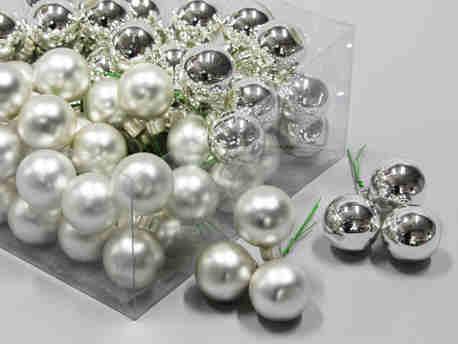 Kerstballen 3 cm. op draad zilver combi doos 72, Hobby en Vrije tijd, Knutselen, Nieuw