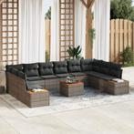 vidaXL 11-delige Tuinbank Set met Kussens - Grijs Poly, Verzenden, Nieuw