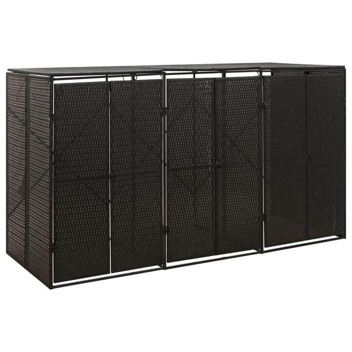 vidaXL Containerberging driedubbel 207x80x117 cm poly rattan, Doe-het-zelf en Bouw, Containers, Verzenden