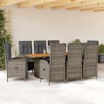 vidaXL 9-delige Tuinset met kussens poly rattan grijs, Tuin en Terras, Tuinsets en Loungesets, Verzenden, Nieuw, Tuinset