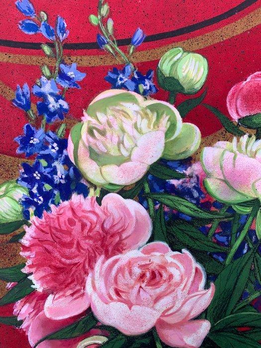 Yves Ganne (1931-2019) - Bouquet de fleurs - Roses - Vase, Antiek en Kunst, Kunst | Schilderijen | Klassiek