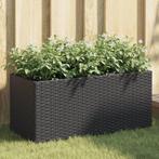 vidaXL Plantenbak met 2 potten 72x30x32 cm poly rattan zwart, Verzenden, Nieuw