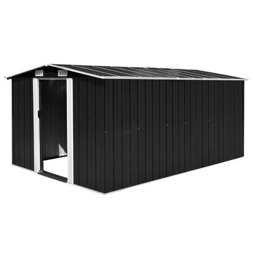 vidaXL Tuinschuur 257x392x181 cm metaal antracietkleurig, Tuin en Terras, Tuinhuizen, Nieuw, Verzenden