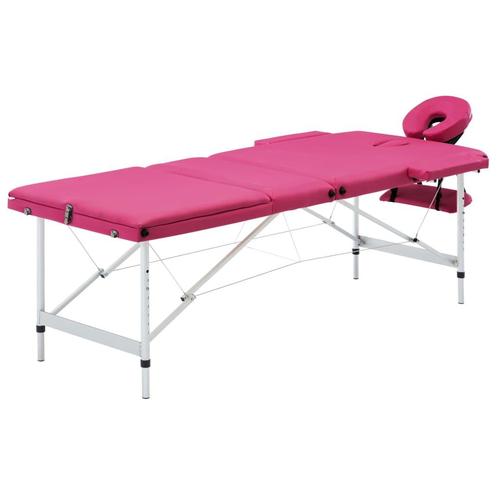 vidaXL Massagetafel inklapbaar 3 zones aluminum roze, Sport en Fitness, Massageproducten, Nieuw, Verzenden
