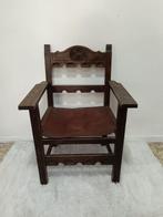Fauteuil - seigneurieel - Hout, Leder - Stoel frailera leer